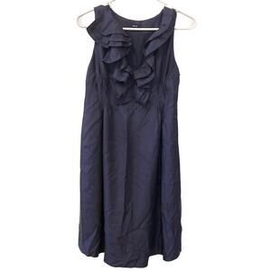 Gap Maternity 100% Silk Navy Blue Ruffle Dress Chic Minimalist Classic Boho EUC